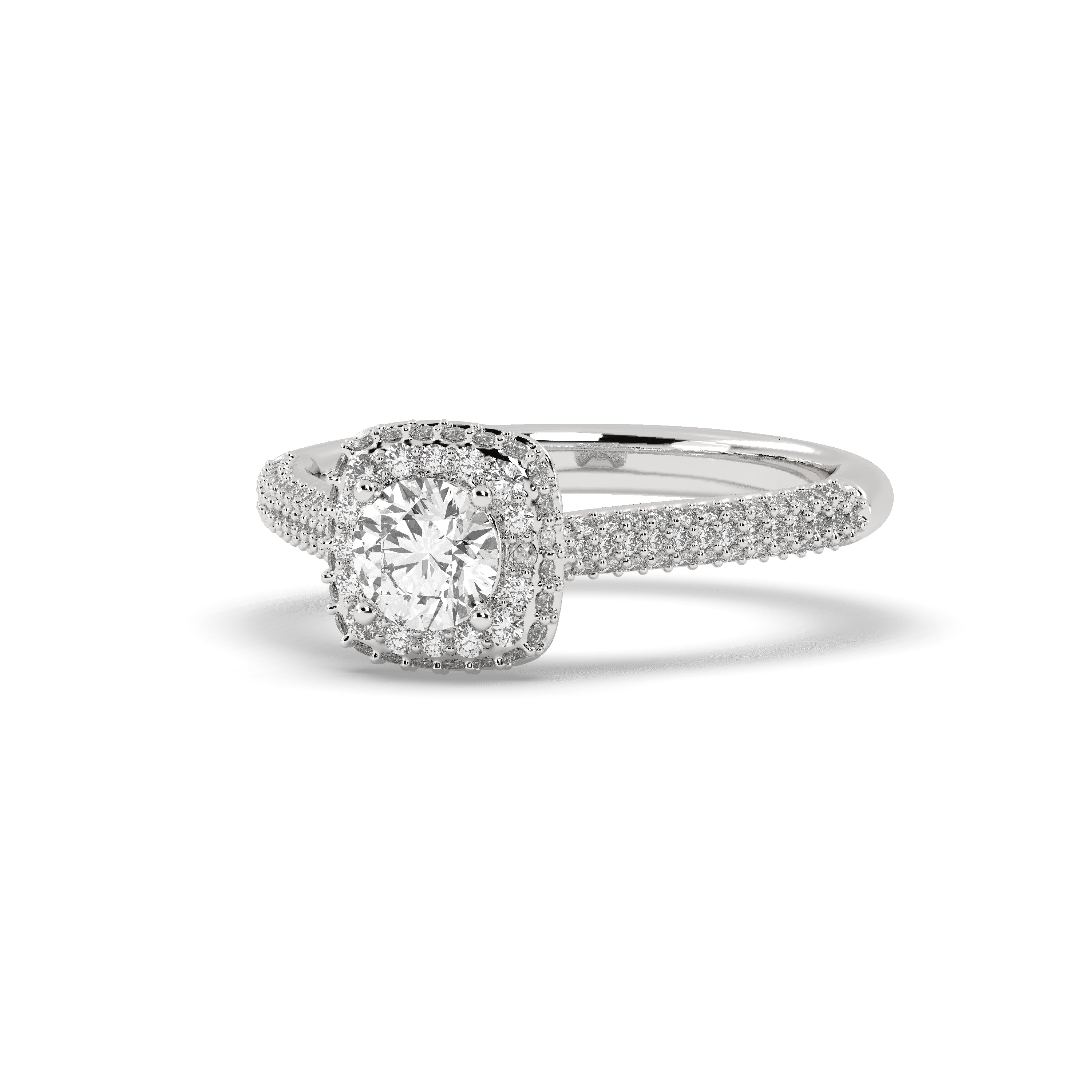 White Gold Studded 1.3 Carat Lab Grown Diamond Ring-E Color VS2 Clarity.